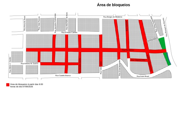 Áreas de bloqueio.